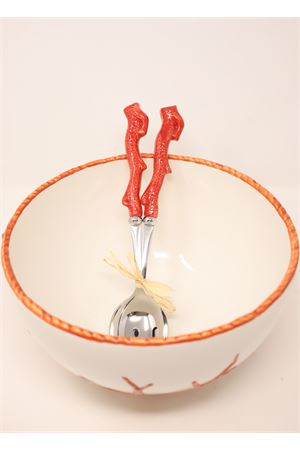 Coral handle salad cutlery L'Oasi ceramiche | POSATECORALLOROSSO
